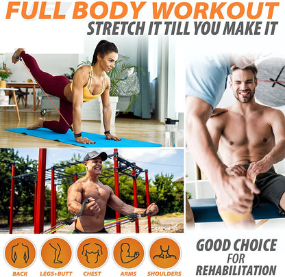 150lbs-11pcs set. 
Fitness Exercises Resistance Bands Set.