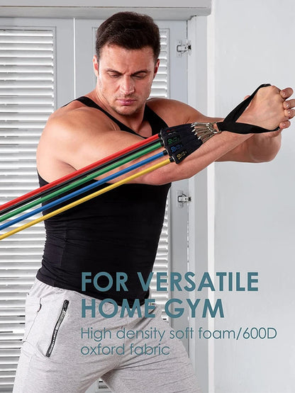 150lbs-11pcs set. 
Fitness Exercises Resistance Bands Set.